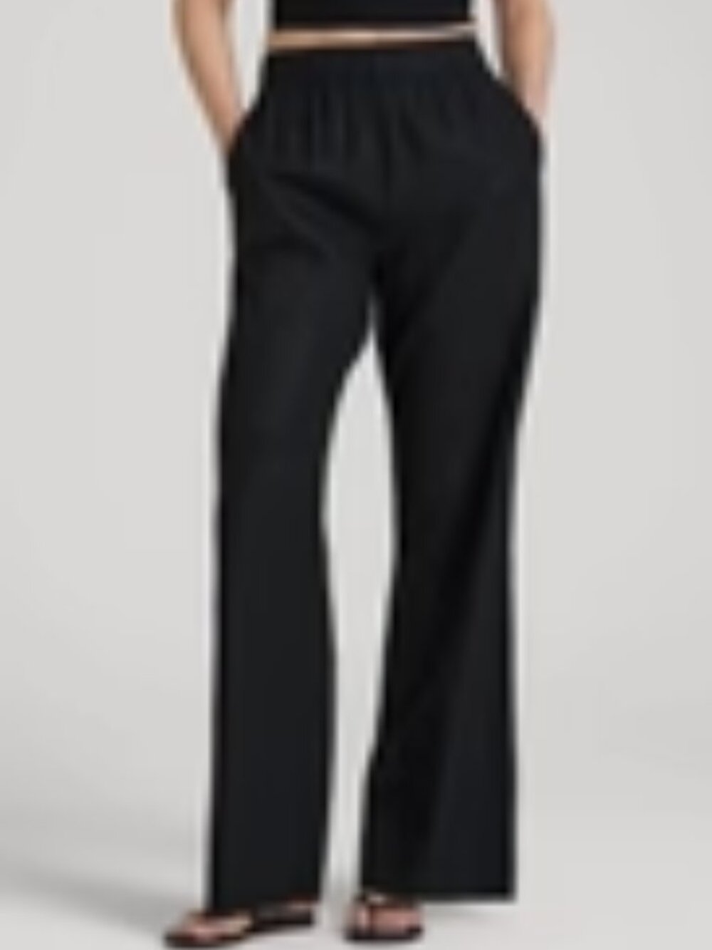Pull On Wide Leg Linen Pants for Tall Women in Black (Large, Extra Tall) NWOT